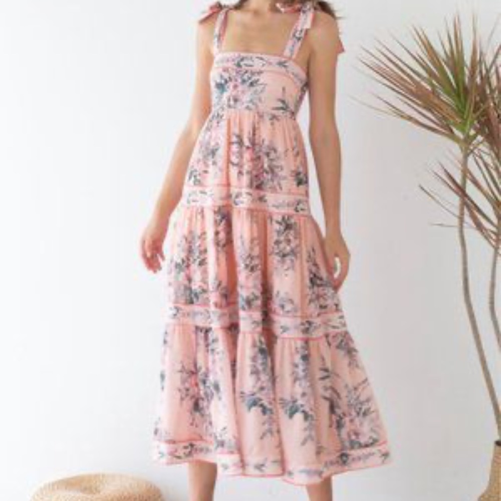 CHICWISH Blush Bouquet Printed Tie-Strap Maxi Dress